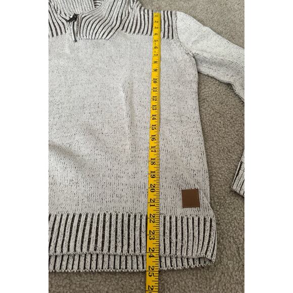 GUESS Los Angeles Mens Medium Shawl Collar Half Zip Sweater Cotton Knit Brown - Picture 12 of 14